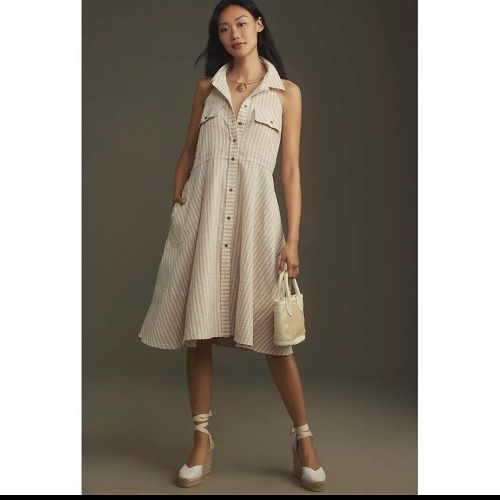 NWT Anthropologie Pilcro  halter Midi swing sundress size M